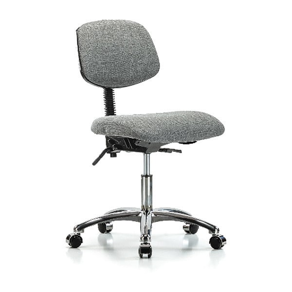Blue Ridge Ergonomics Desk Chair Desk Chair, Fabric, Chrome Casters, Gry, No Arms, 19" to 24" Height, Fabric, Grey - BR-FDHCH-CR-T0-A0-CC-F44
