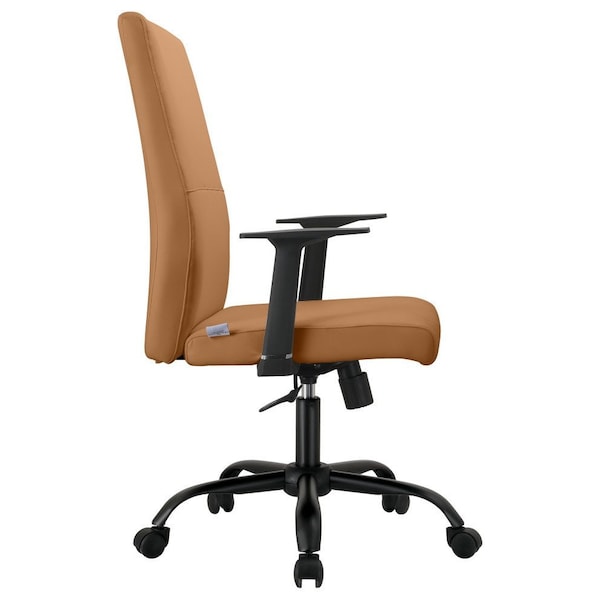 Leisuremod Evander Office Chair in Upholstered Leather & Iron Frame with Swivel & Tilt, Acorn Brown - EO19LBRL