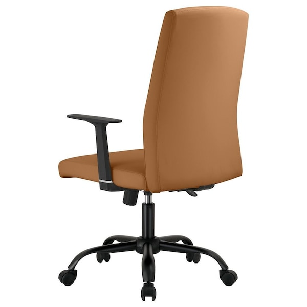 Leisuremod Evander Office Chair in Upholstered Leather & Iron Frame with Swivel & Tilt, Acorn Brown - EO19LBRL