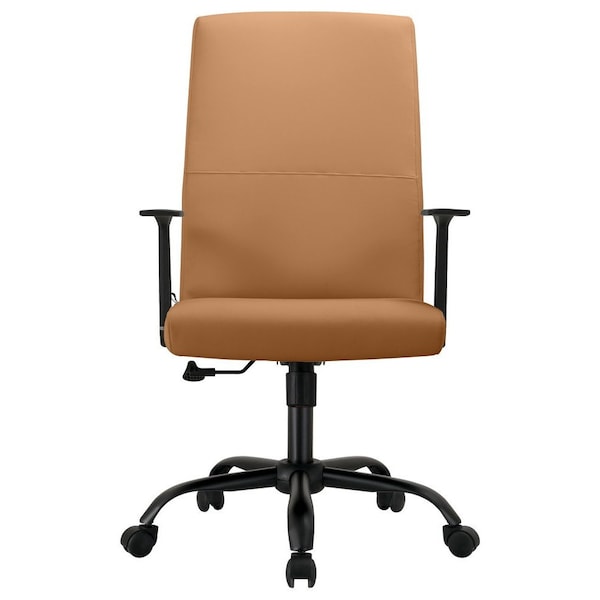 Leisuremod Evander Office Chair in Upholstered Leather & Iron Frame with Swivel & Tilt, Acorn Brown - EO19LBRL