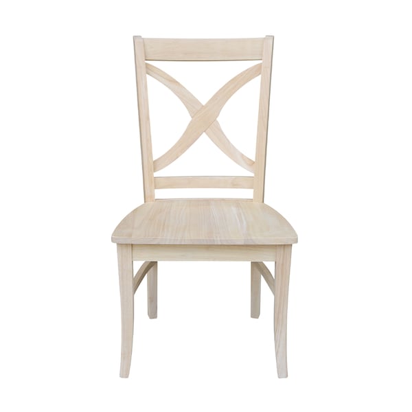 International Concepts Set of 2 Vineyard Curved X Back Chairs, Unfinished - C-14P