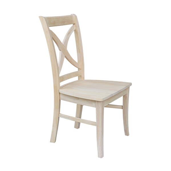 International Concepts Set of 2 Vineyard Curved X Back Chairs, Unfinished - C-14P