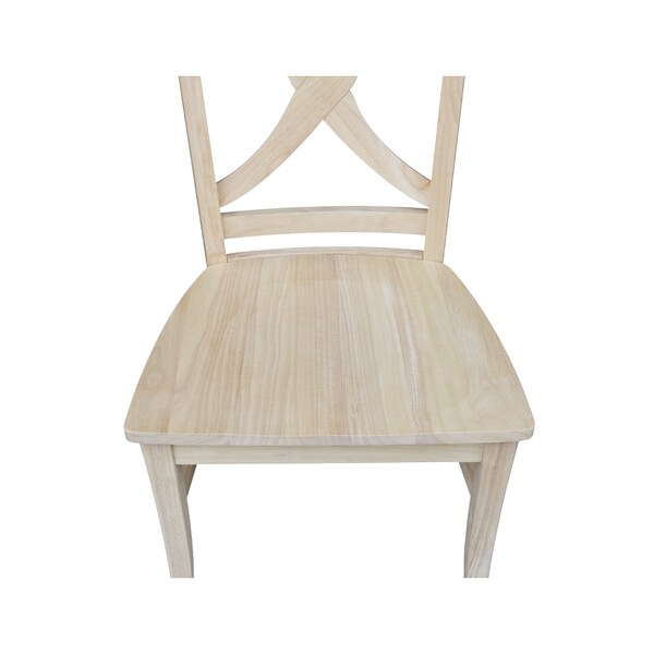 International Concepts Set of 2 Vineyard Curved X Back Chairs, Unfinished - C-14P