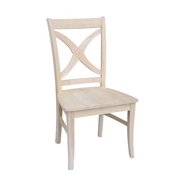 International Concepts Set of 2 Vineyard Curved X Back Chairs, Unfinished - C-14P