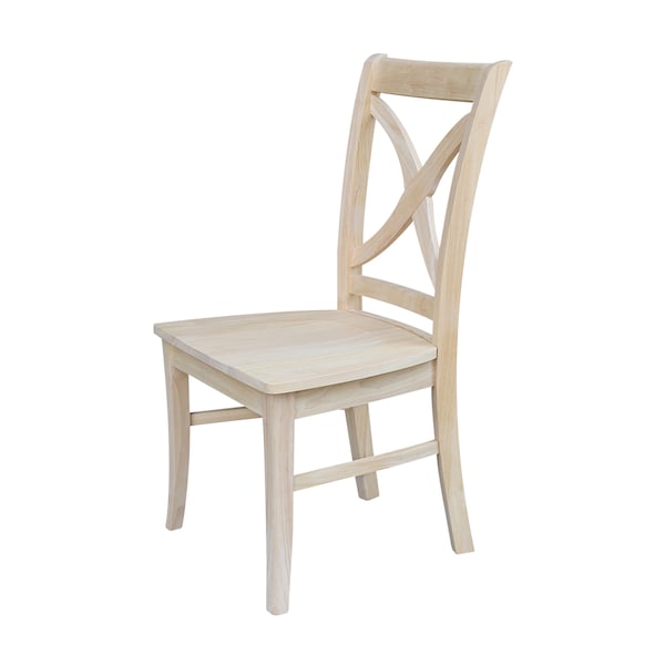International Concepts Set of 2 Vineyard Curved X Back Chairs, Unfinished - C-14P