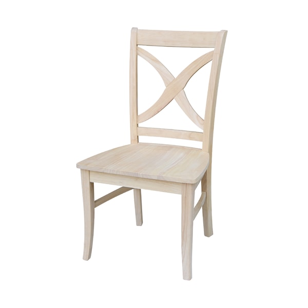 International Concepts Set of 2 Vineyard Curved X Back Chairs, Unfinished - C-14P
