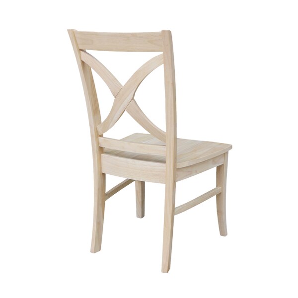 International Concepts Set of 2 Vineyard Curved X Back Chairs, Unfinished - C-14P