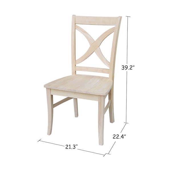 International Concepts Set of 2 Vineyard Curved X Back Chairs, Unfinished - C-14P
