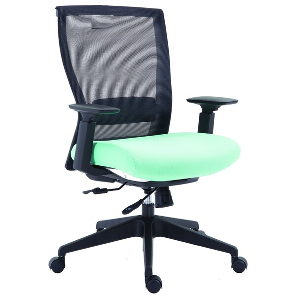 We'Re It Mia Series Square Mesh Back Adjustable Task Chair with Lumbar, Aqua Seat and Black Frame - EM5600-AQUA