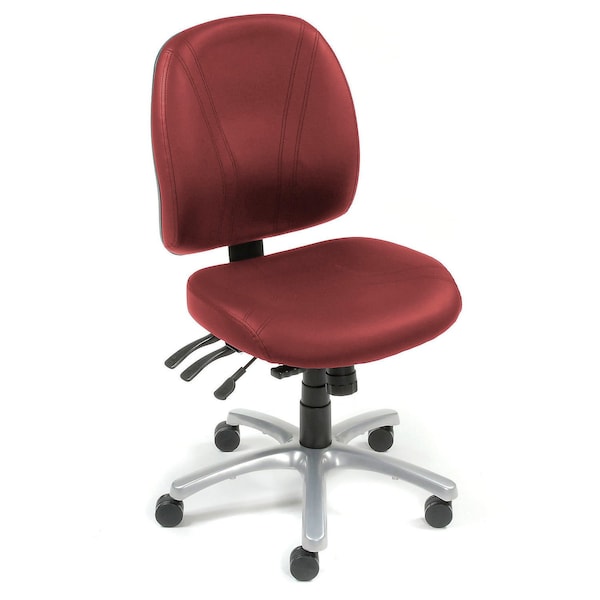 Global Industrial Multifunctional Office Chair, Mid Back, Synthetic Leather, Burgundy - 250605BY-AM