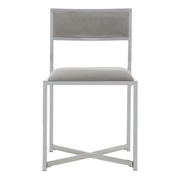 Safavieh 32 x 18 x 20.5 in. Menken Chrome Side Chair, Grey - FOX6301B-SET2