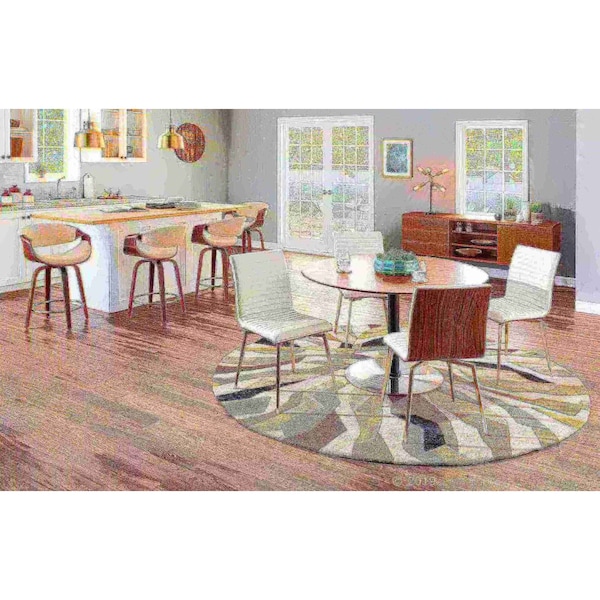 Lumisource Mason Chair in Stainless Steel, Walnut Wood, White Faux Leather, PK 2 - CH-MSNSWV WL+W2