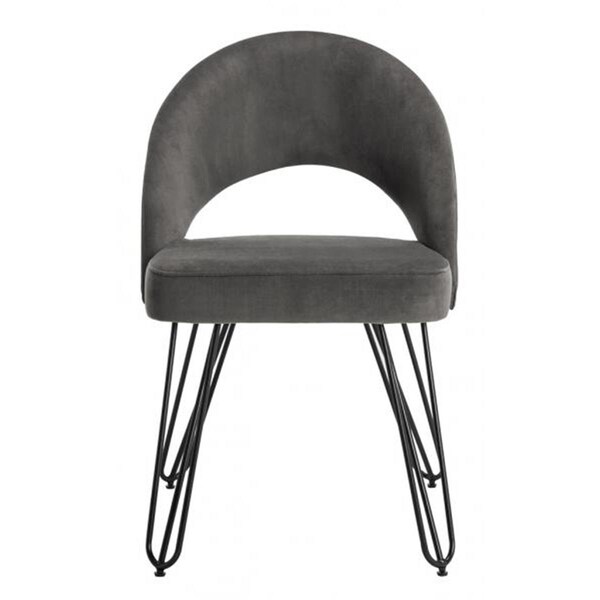 Safavieh 31.75 x 21.25 x 24.25 in. Jora Velvet Retro Side Chair, Dark Grey - FOX6296B-SET2