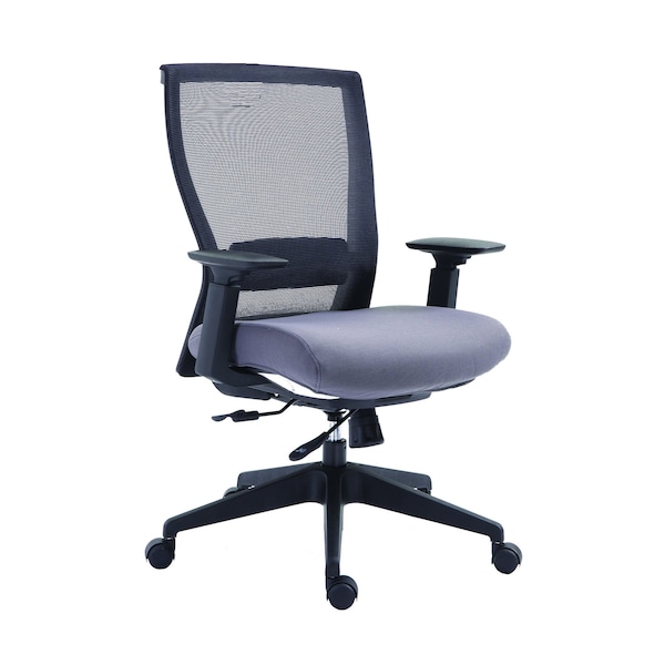 We'Re It Mia Series Square Mesh Back Adjustable Task Chair with Lumbar, Grey Seat and Black Frame - EM5600-GRY