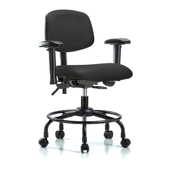 Blue Ridge Ergonomics Desk Chair Desk Chair, RT AA, Casters Vinyl, BLK, Adjustable Arms, 21" to 26" Height, Vinyl, Black - BR-VDHCH-RT-T0-A1-RC-8540