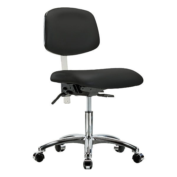 Zoro Select Clean Room Chair Ergonomic Chair, No Arms, 19" to 24" Height, Polyurethane, Vinyl, Black - BR-NCR-VDHCH-CR-T1-A0-CC-8540