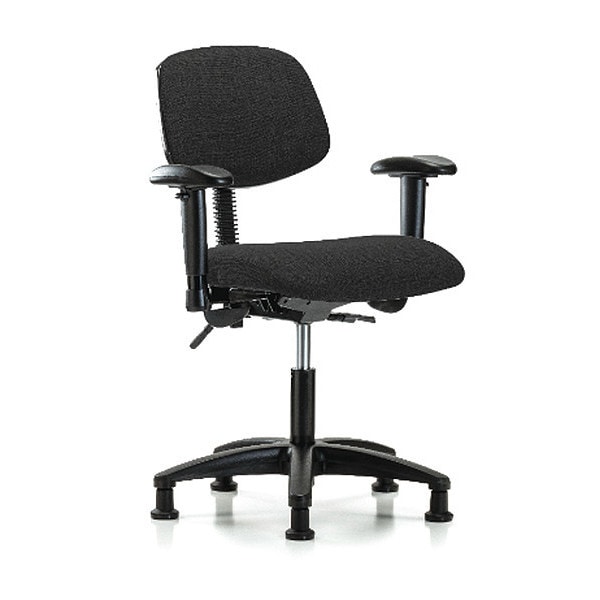 Blue Ridge Ergonomics Desk Chair Desk Chair, Fabric, Tilt AA Glides, Blk, Adjustable Arms, 19" to 24" Height, Fabric, Black - BR-FDHCH-RG-T1-A1-RG-F42