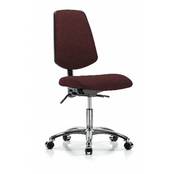 Blue Ridge Ergonomics Desk Chair Fab Desk Chair, Med, Bk, Chrm, Casters, Bur, No Arms, 19" to 24" Height, Fabric, Burgundy - BR-FDHCH-MB-CR-T0-A0-CC-F41