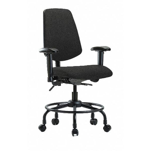 Blue Ridge Ergonomics Desk Chair Fab Desk Chair, Med, Bk, RT, Cast, Blk, Adjustable Arms, 21" to 26" Height, Fabric, Black - BR-FDHCH-MB-RT-T1-A1-RC-F42