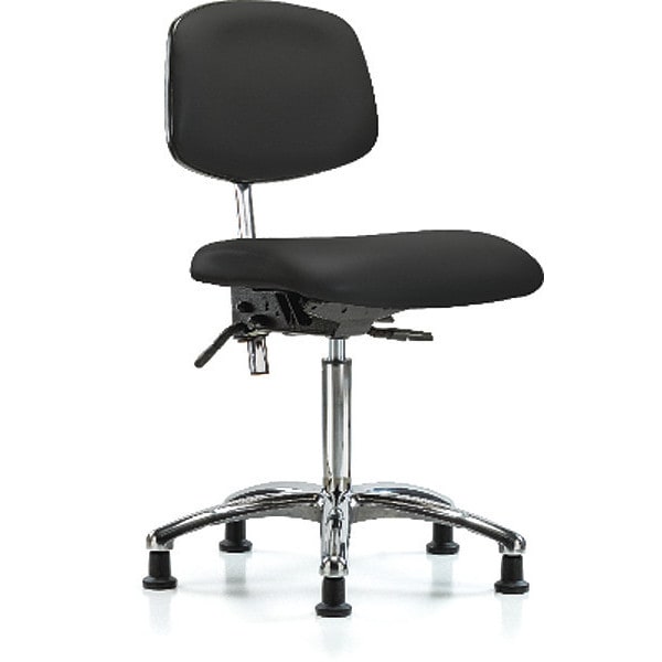 Zoro Select Clean Room Chair Ergonomic Chair, No Arms, 21-1/2" to 29" Height, Vinyl, Black - BR-NCR-VMBCH-CR-T0-A0-NF-RG-8540