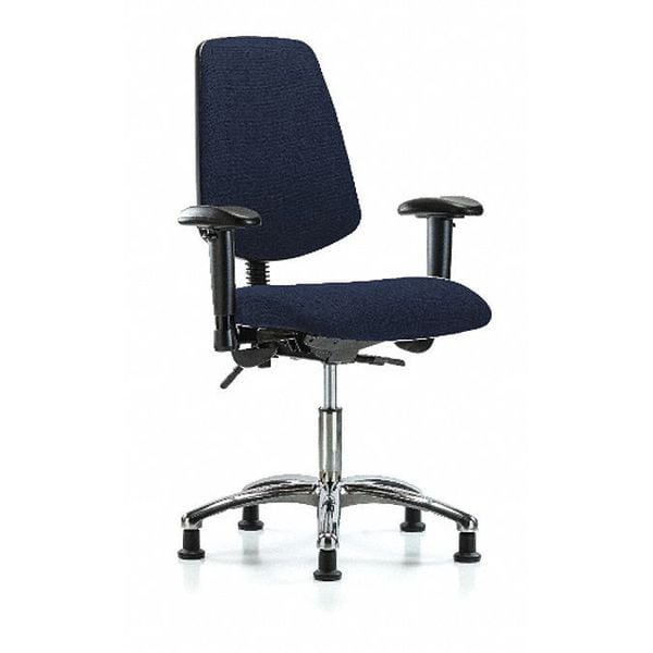 Blue Ridge Ergonomics Desk Chair Fab Desk Chair, Med, Bk, Glds, Navy, Adjustable Arms, 19" to 24" Height, Fabric, Dark Blue - BR-FDHCH-MB-CR-T1-A1-RG-F45