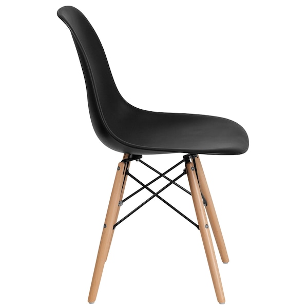 Flash Furniture Elon Series Black Plastic Chair with Wooden Legs - 2-FH-130-DPP-BK-GG