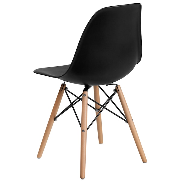 Flash Furniture Elon Series Black Plastic Chair with Wooden Legs - 2-FH-130-DPP-BK-GG