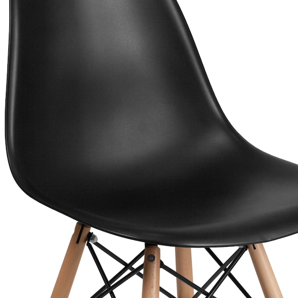 Flash Furniture Elon Series Black Plastic Chair with Wooden Legs - 2-FH-130-DPP-BK-GG
