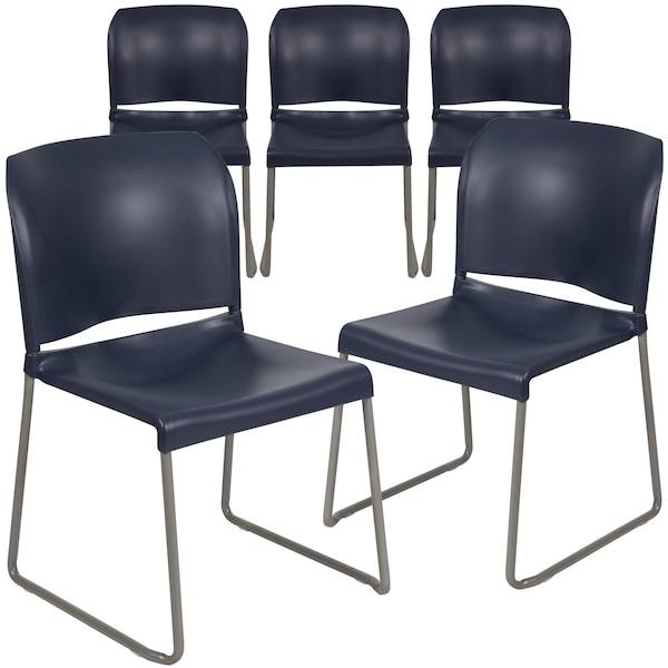Flash Furniture Navy Plastic Stack Chair, PK5 - 5-RUT-238A-NY-GG