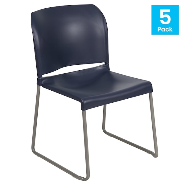 Flash Furniture Navy Plastic Stack Chair, PK5 - 5-RUT-238A-NY-GG