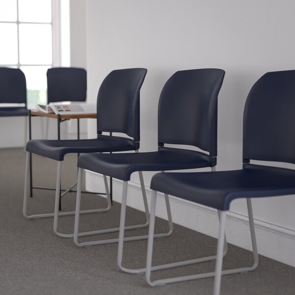 Flash Furniture Navy Plastic Stack Chair, PK5 - 5-RUT-238A-NY-GG