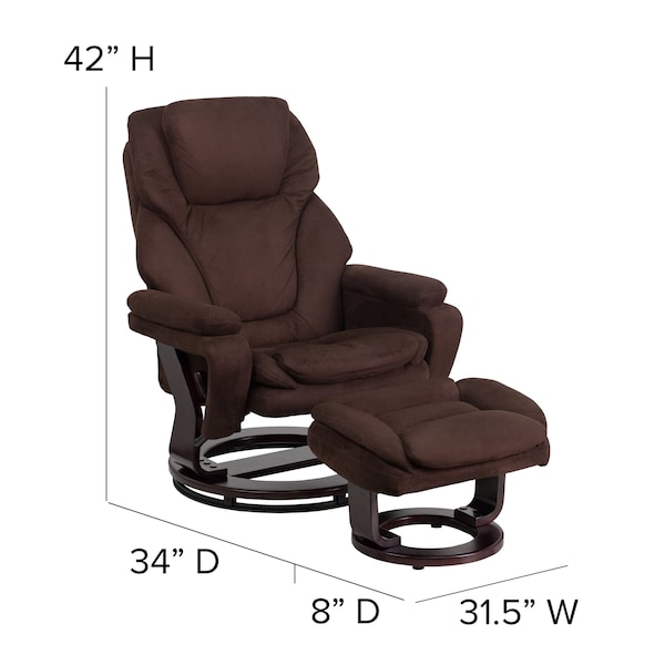 Flash Furniture Brown MIC Multi-Position Recliner and Ottoman - BT-70222-MIC-FLAIR-GG