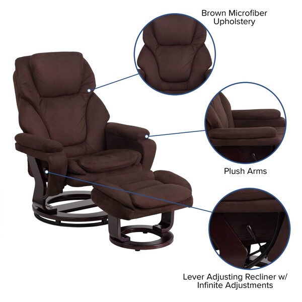 Flash Furniture Brown MIC Multi-Position Recliner and Ottoman - BT-70222-MIC-FLAIR-GG