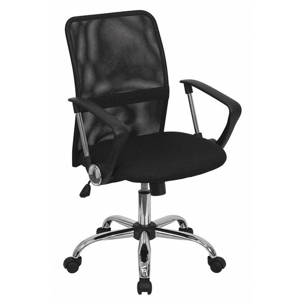 Flash Furniture Contemporary Chair, 18-3/4" to 22-1/2", Fixed Arms, Black - GO-6057-GG