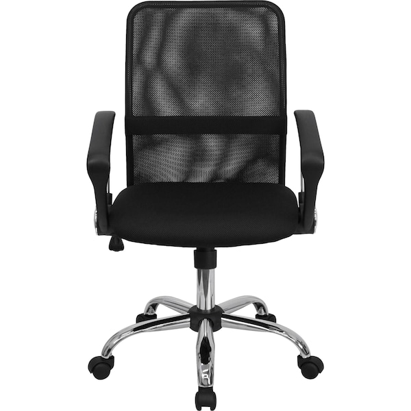 Flash Furniture Contemporary Chair, 18-3/4" to 22-1/2", Fixed Arms, Black - GO-6057-GG