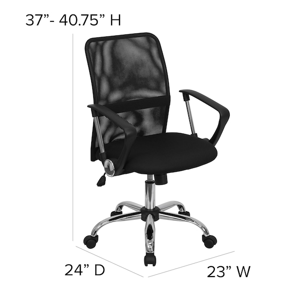 Flash Furniture Contemporary Chair, 18-3/4" to 22-1/2", Fixed Arms, Black - GO-6057-GG
