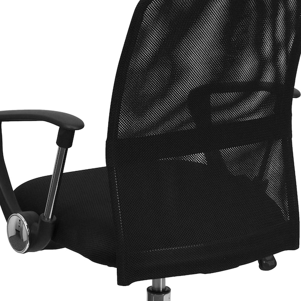 Flash Furniture Contemporary Chair, 18-3/4" to 22-1/2", Fixed Arms, Black - GO-6057-GG
