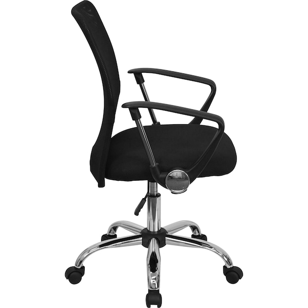 Flash Furniture Contemporary Chair, 18-3/4" to 22-1/2", Fixed Arms, Black - GO-6057-GG
