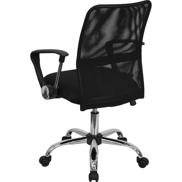Flash Furniture Contemporary Chair, 18-3/4" to 22-1/2", Fixed Arms, Black - GO-6057-GG