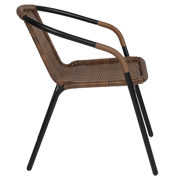 Flash Furniture Brown Rattan Indoor-Outdoor Stack Chair - TLH-037-DK-BN-GG