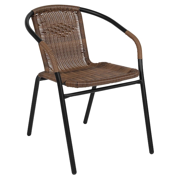 Flash Furniture Brown Rattan Indoor-Outdoor Stack Chair - TLH-037-DK-BN-GG