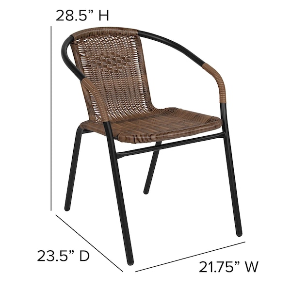 Flash Furniture Brown Rattan Indoor-Outdoor Stack Chair - TLH-037-DK-BN-GG