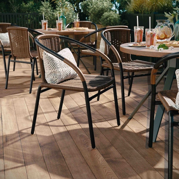 Flash Furniture Brown Rattan Indoor-Outdoor Stack Chair - TLH-037-DK-BN-GG