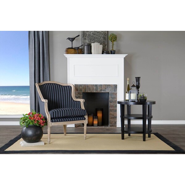 Baxton Studio Charlemagne Traditional French Black and Grey Striped Accent Chair - 107-5488