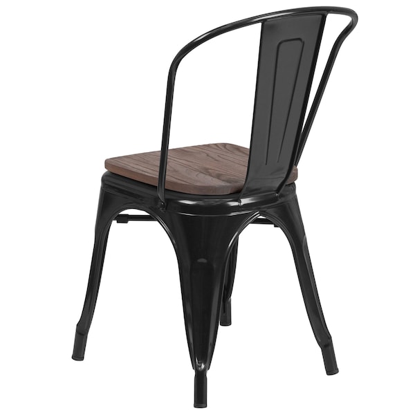 Flash Furniture Black Metal Stack Chair - CH-31230-BK-WD-GG