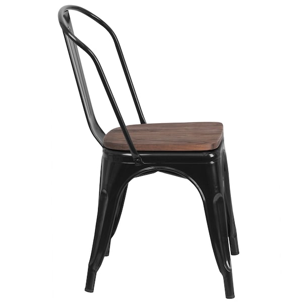 Flash Furniture Black Metal Stack Chair - CH-31230-BK-WD-GG