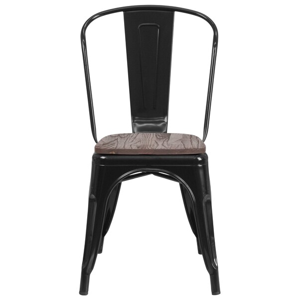 Flash Furniture Black Metal Stack Chair - CH-31230-BK-WD-GG