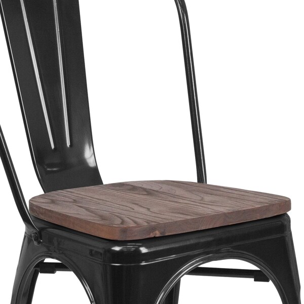 Flash Furniture Black Metal Stack Chair - CH-31230-BK-WD-GG