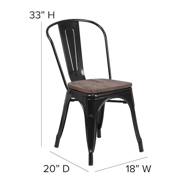 Flash Furniture Black Metal Stack Chair - CH-31230-BK-WD-GG