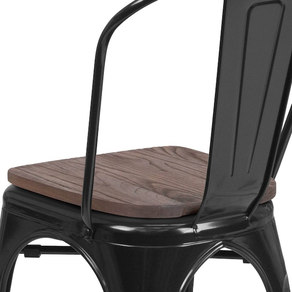 Flash Furniture Black Metal Stack Chair - CH-31230-BK-WD-GG